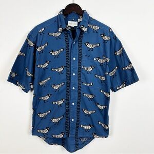 Gianfranco Rossi Bird Novelty Print Short Sleeve Button Down Size Small